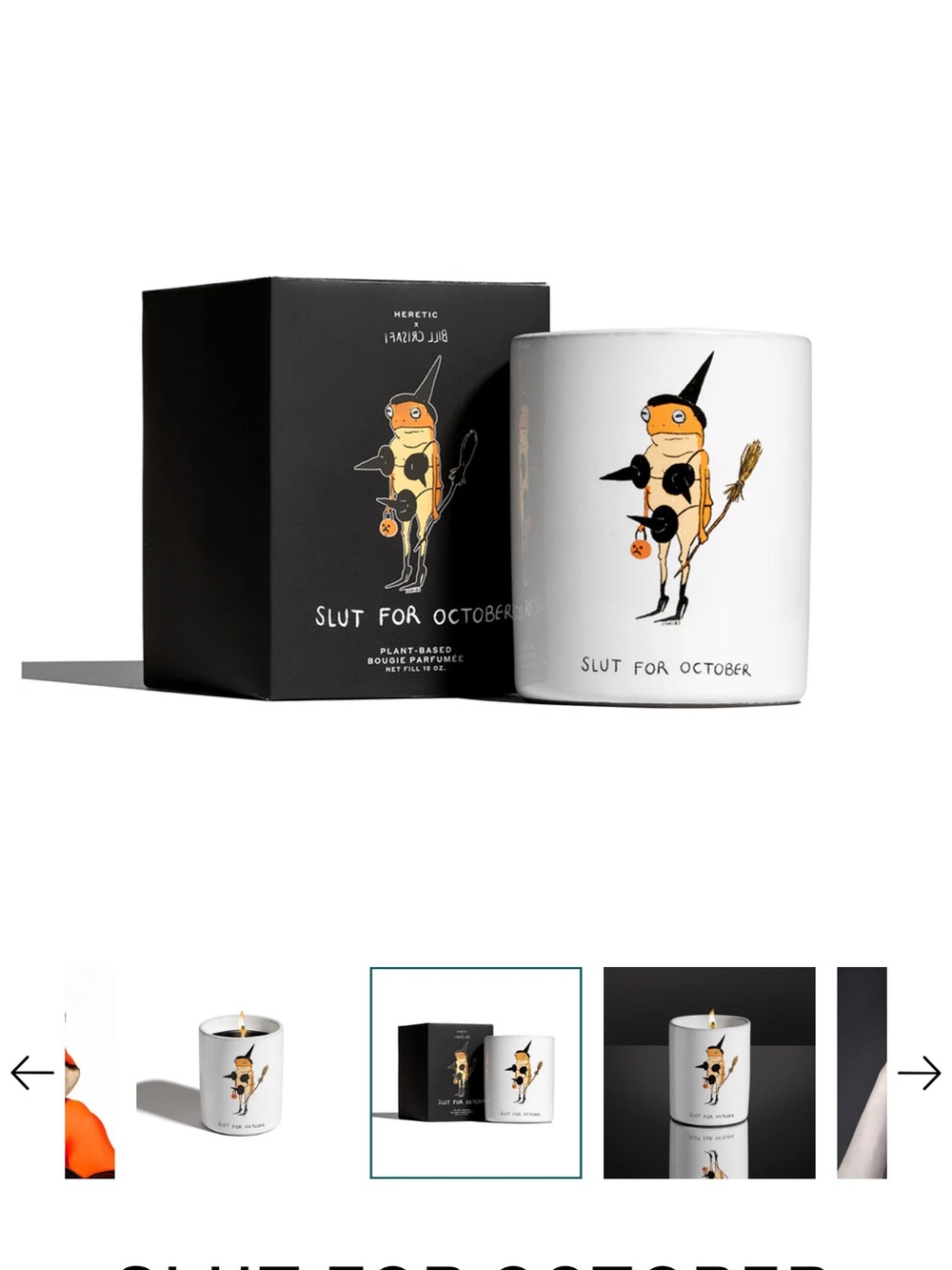 Heretic 'Sl*t for October' Scented Candle limited edition
